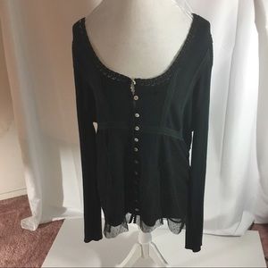 Emanuel Ungaro Black Knit & Lace Top